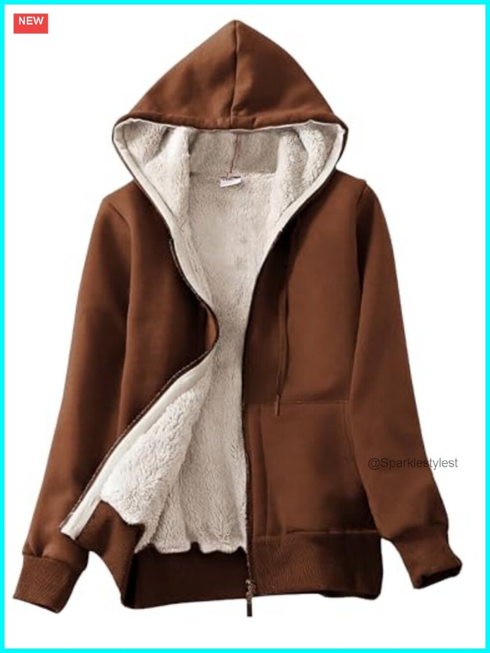 Sherpa Lined Full Zip Hoodie Sweatshirt Jacket Coat